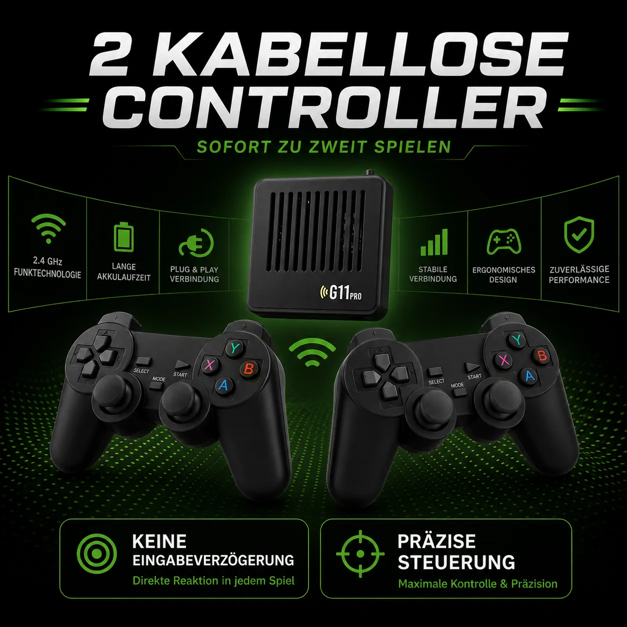 Zwei kabellose Controller – sofort zu zweit spielen